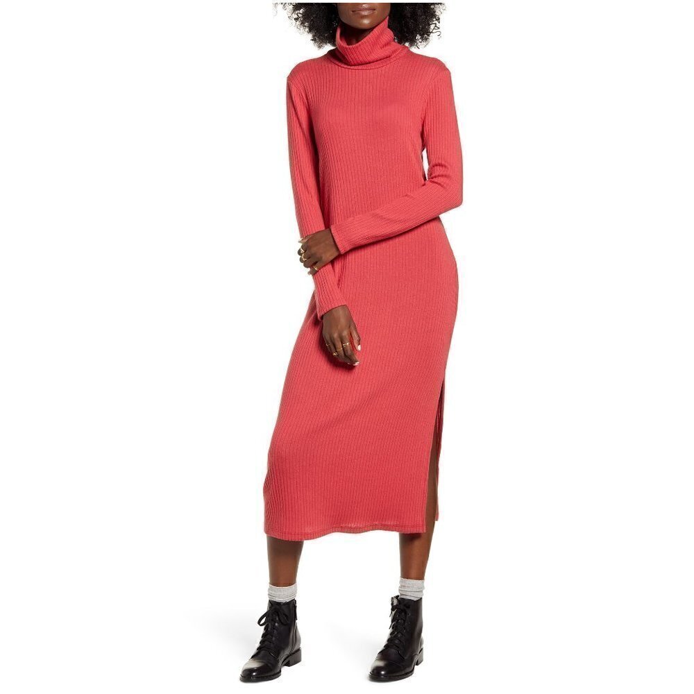 All in Favor Long Sleeve Midi Sweater Dress